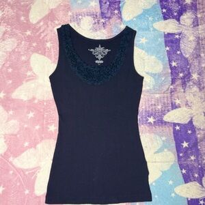 Tommy Hilfiger Blue Embellished Fitted Tank Top
